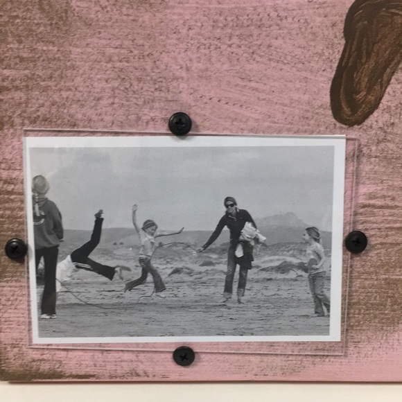 Pink Baby Footprints Wooden Frame - Holds 4”x6” - Picture 2 of 7